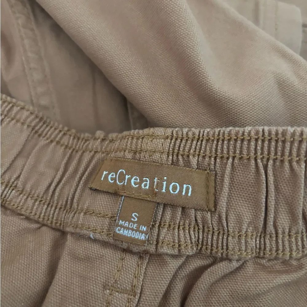Re creation Tan Straight-Leg Pants with elastic waist band